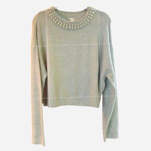 NWT H&M Women's Sage Green Beaded Sweater. Size XL.